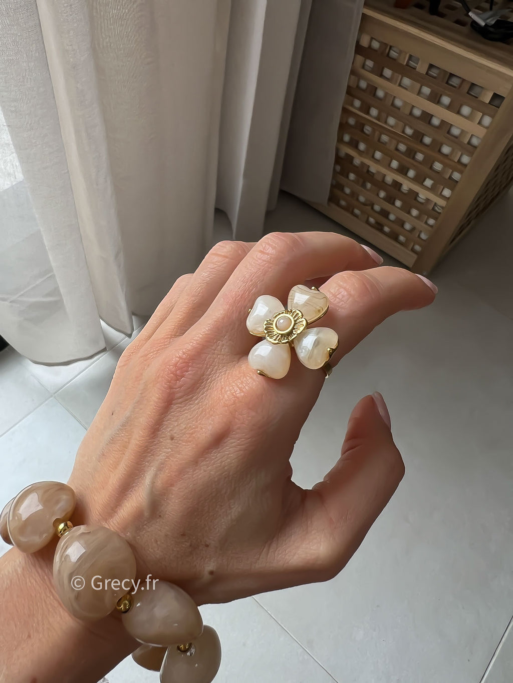Cally / Bagues trèfle résine GRECY