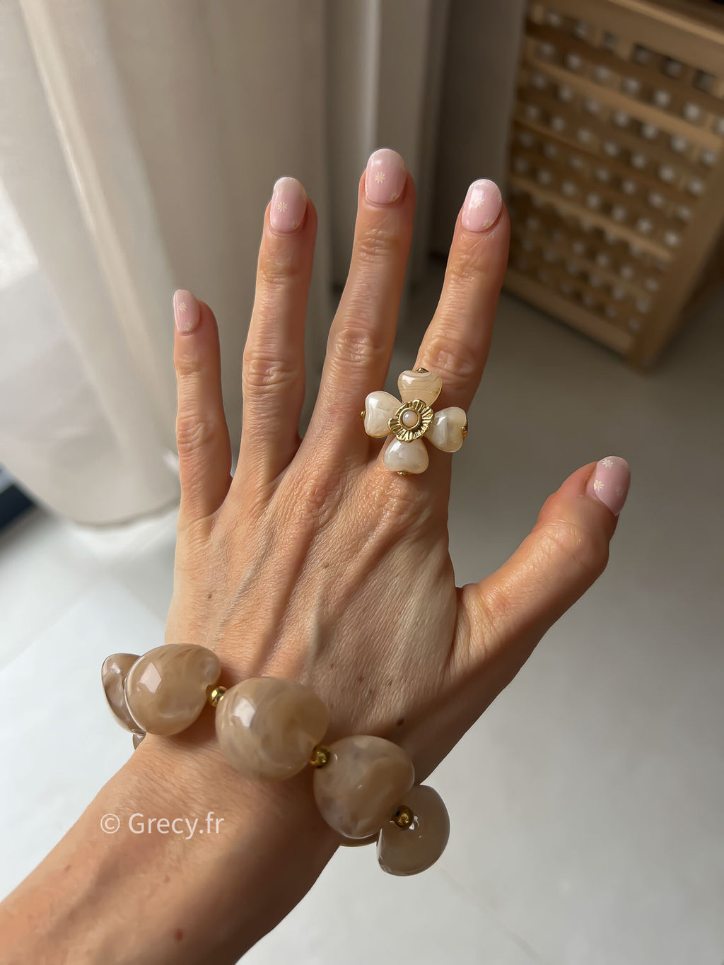 Cally / Bagues trèfle résine GRECY