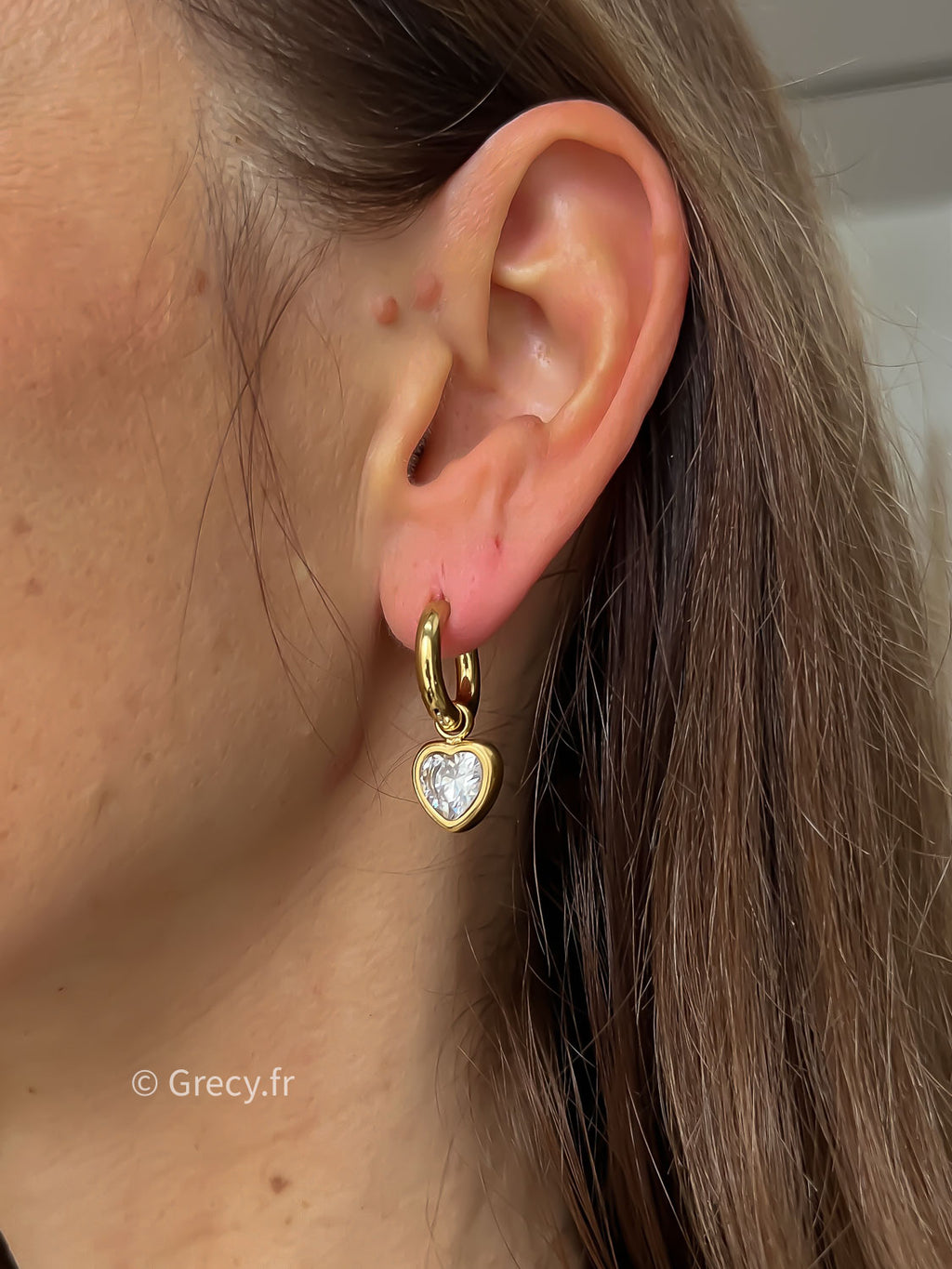 Tiffanie / Boucles d'oreilles coeur strass