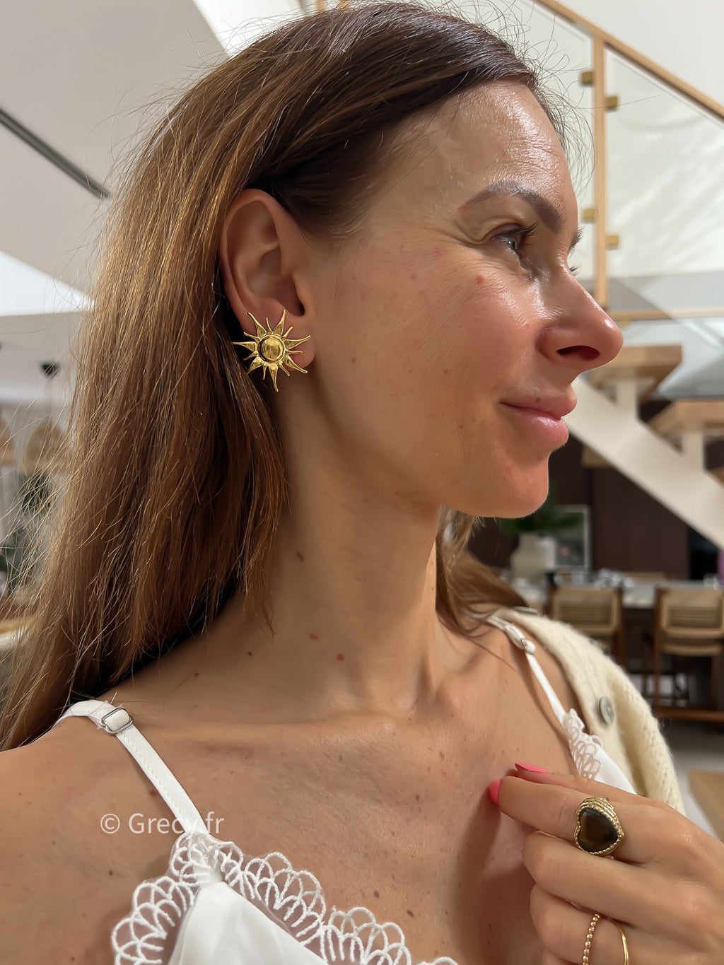 Jeanine / Boucles d'oreilles clips soleil