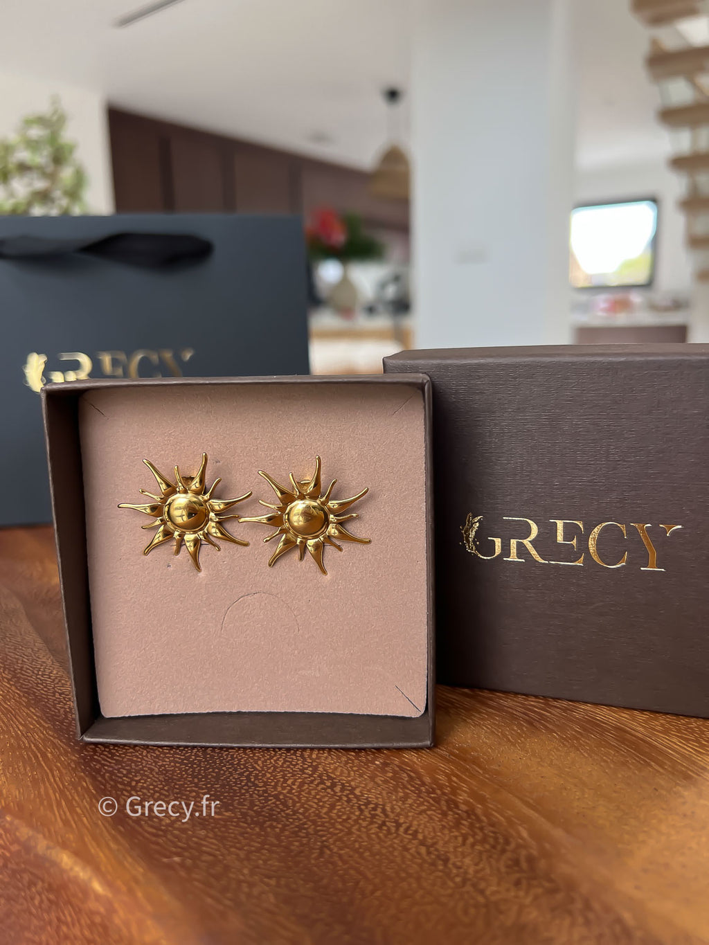 Jeanine / Boucles d'oreilles clips soleil