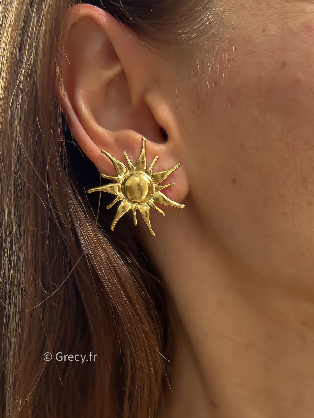 Jeanine / Boucles d'oreilles clips soleil