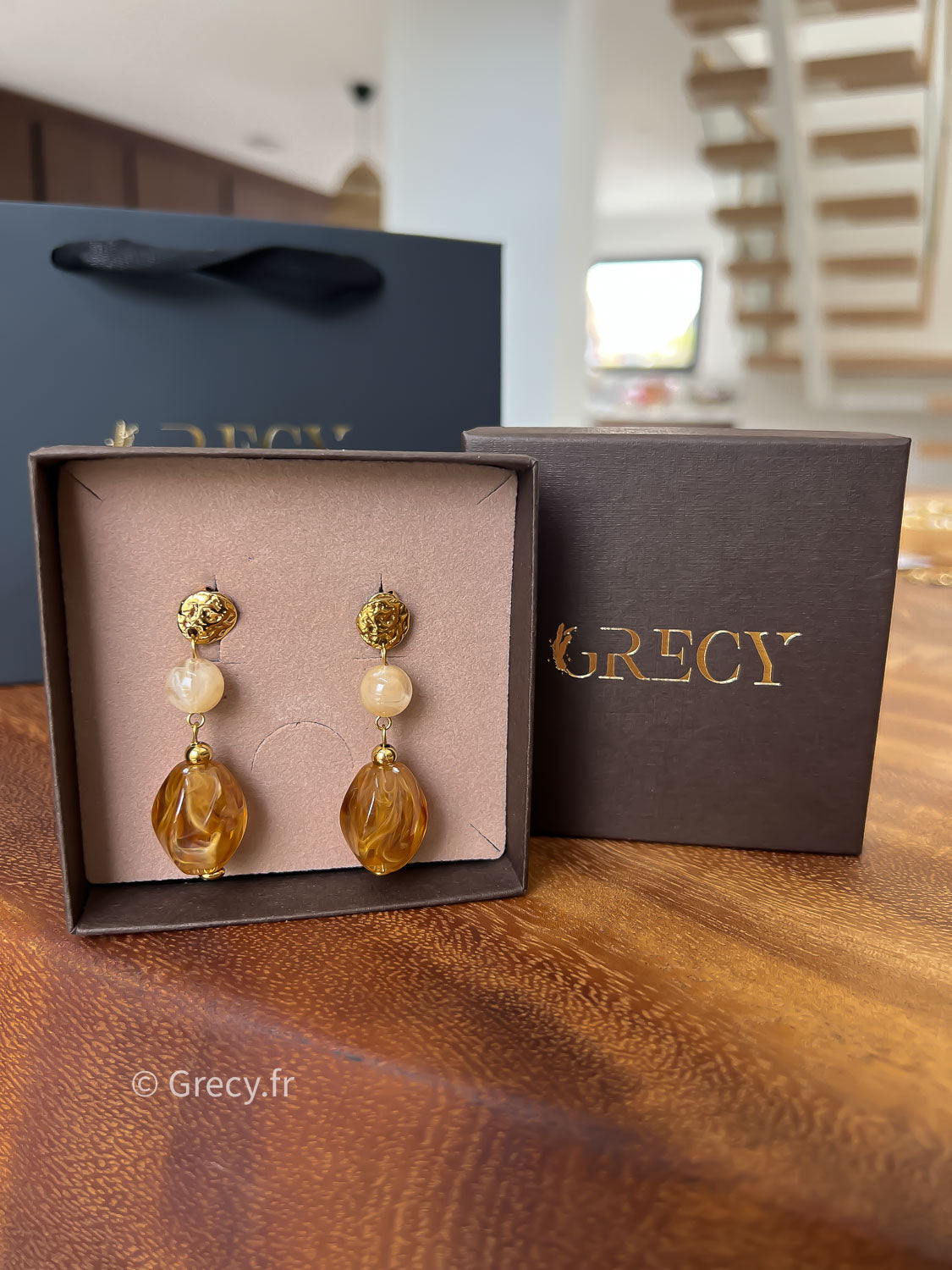 Nicole / Boucles d'oreilles perles d'Amande