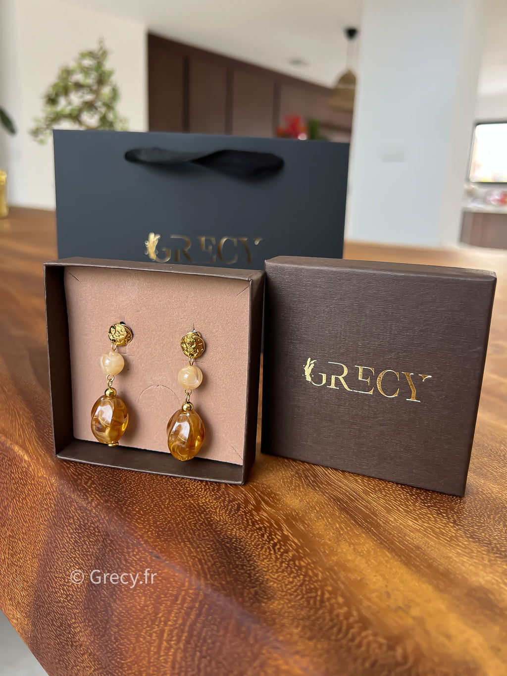 Nicole / Boucles d'oreilles perles d'Amande