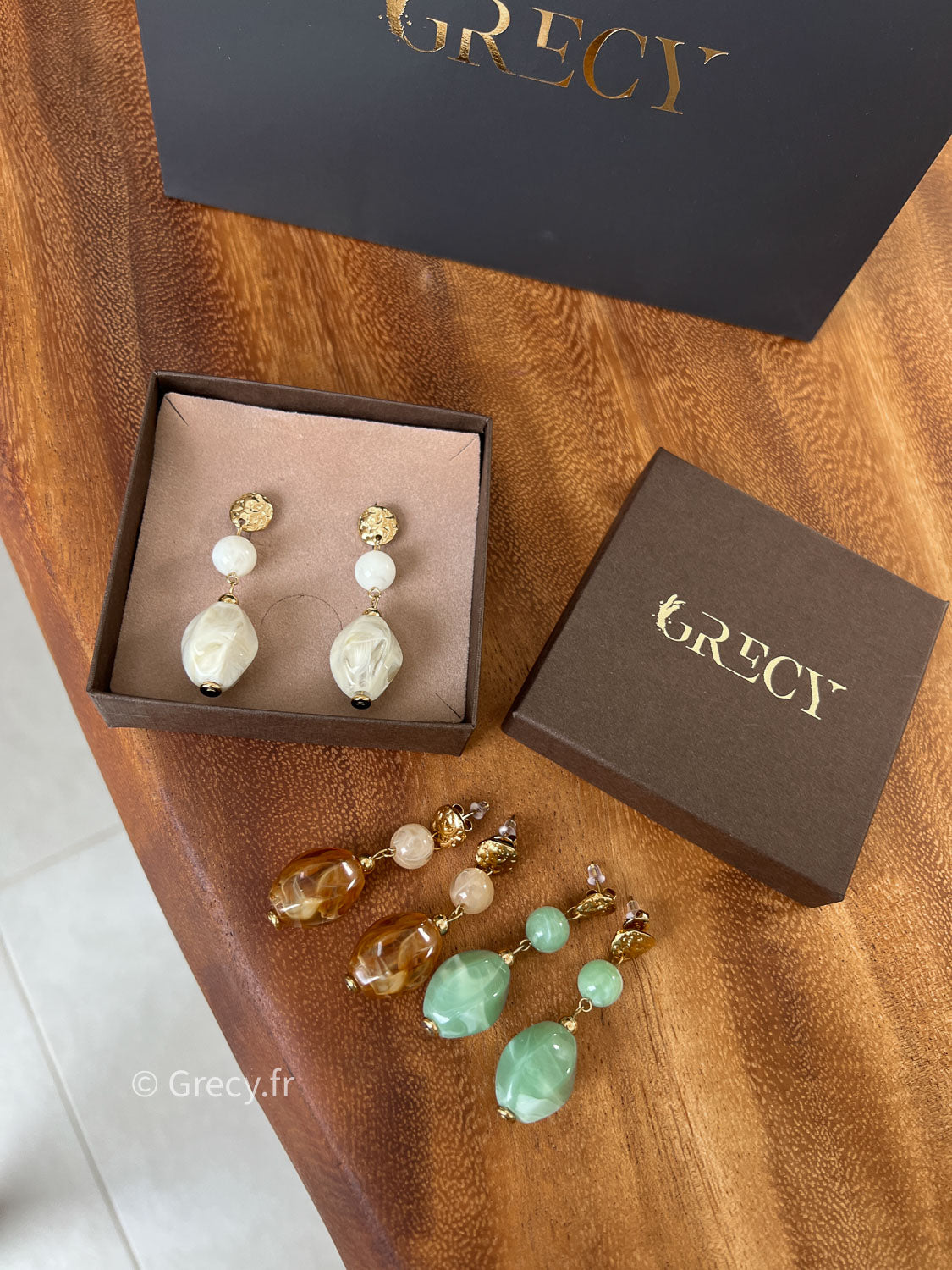 Nicole / Boucles d'oreilles perles d'Amande