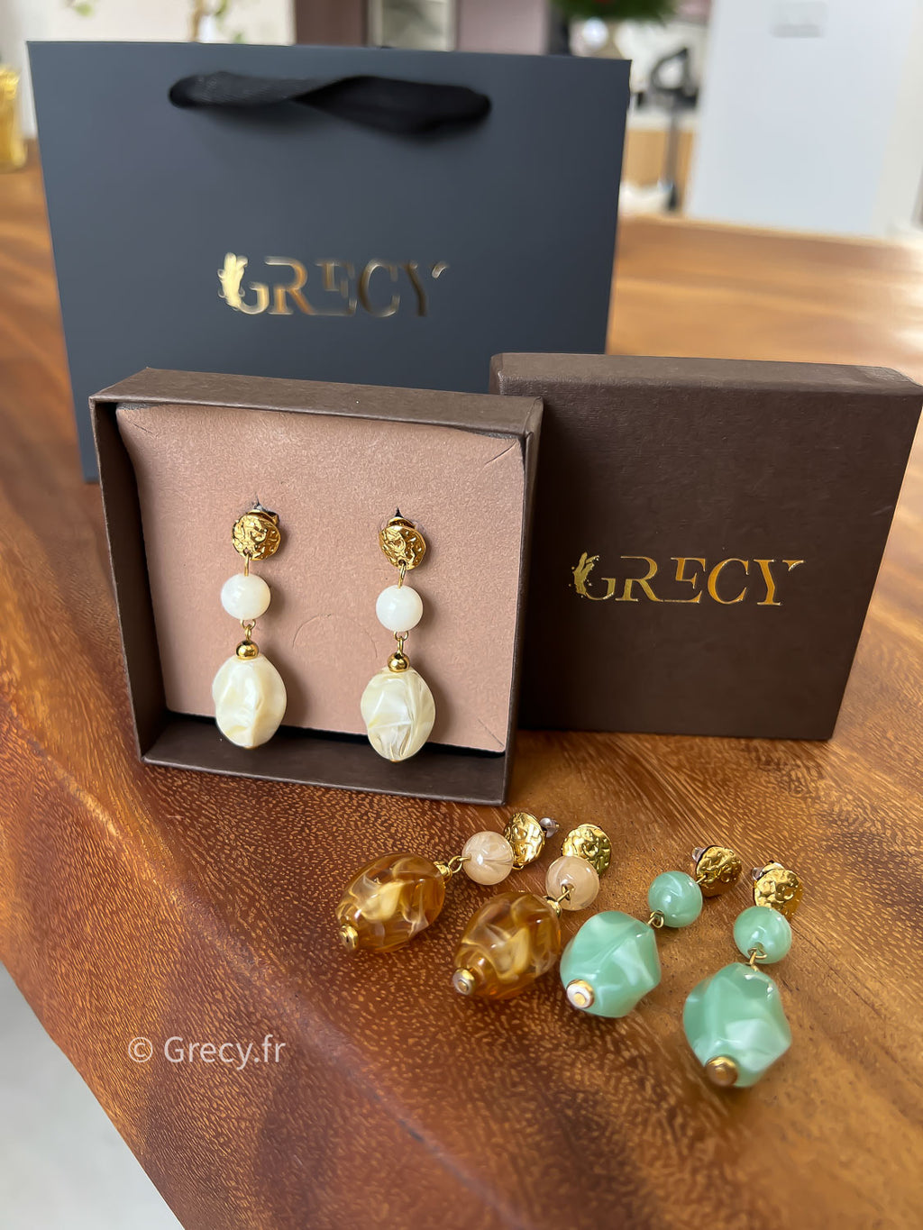 Nicole / Boucles d'oreilles perles d'Amande