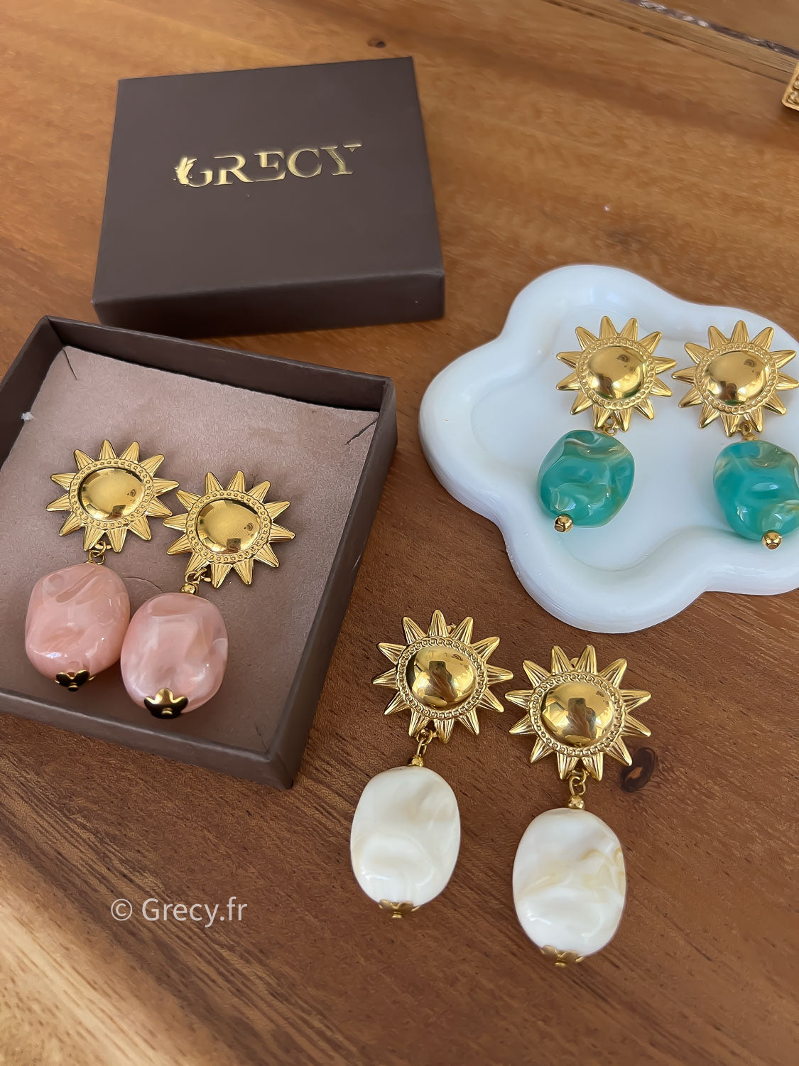Annie / Boucles d'oreilles soleil et pierre