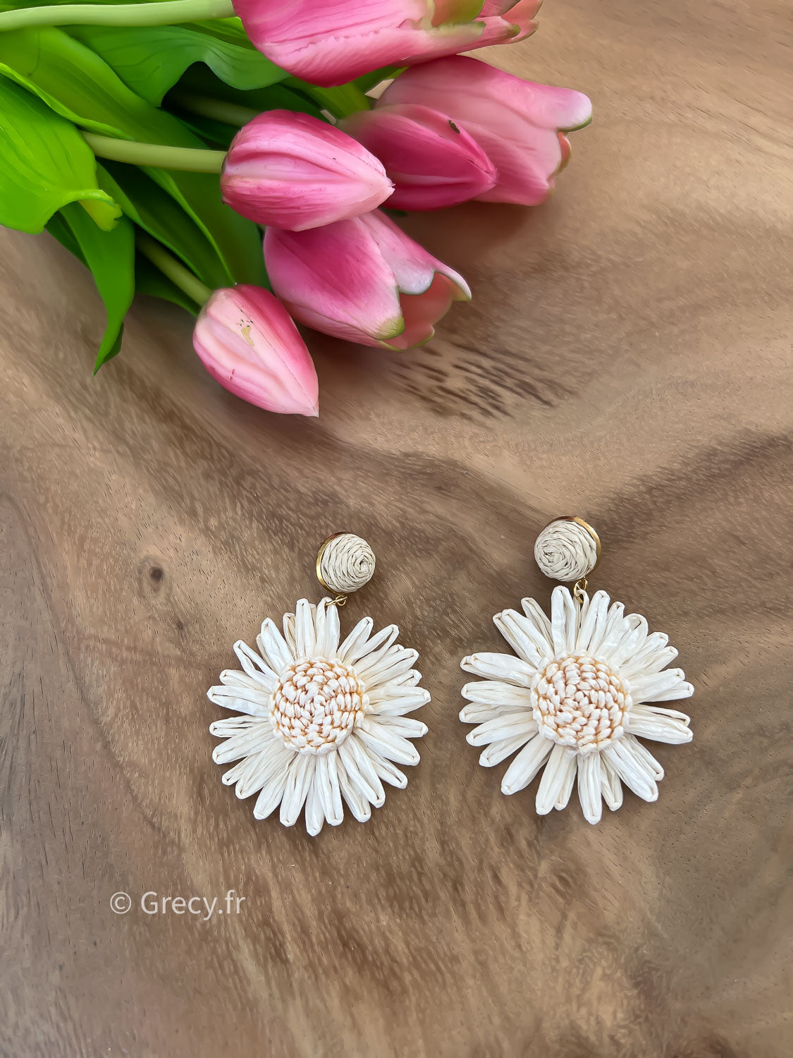 Boucles d'oreilles Bali raphia