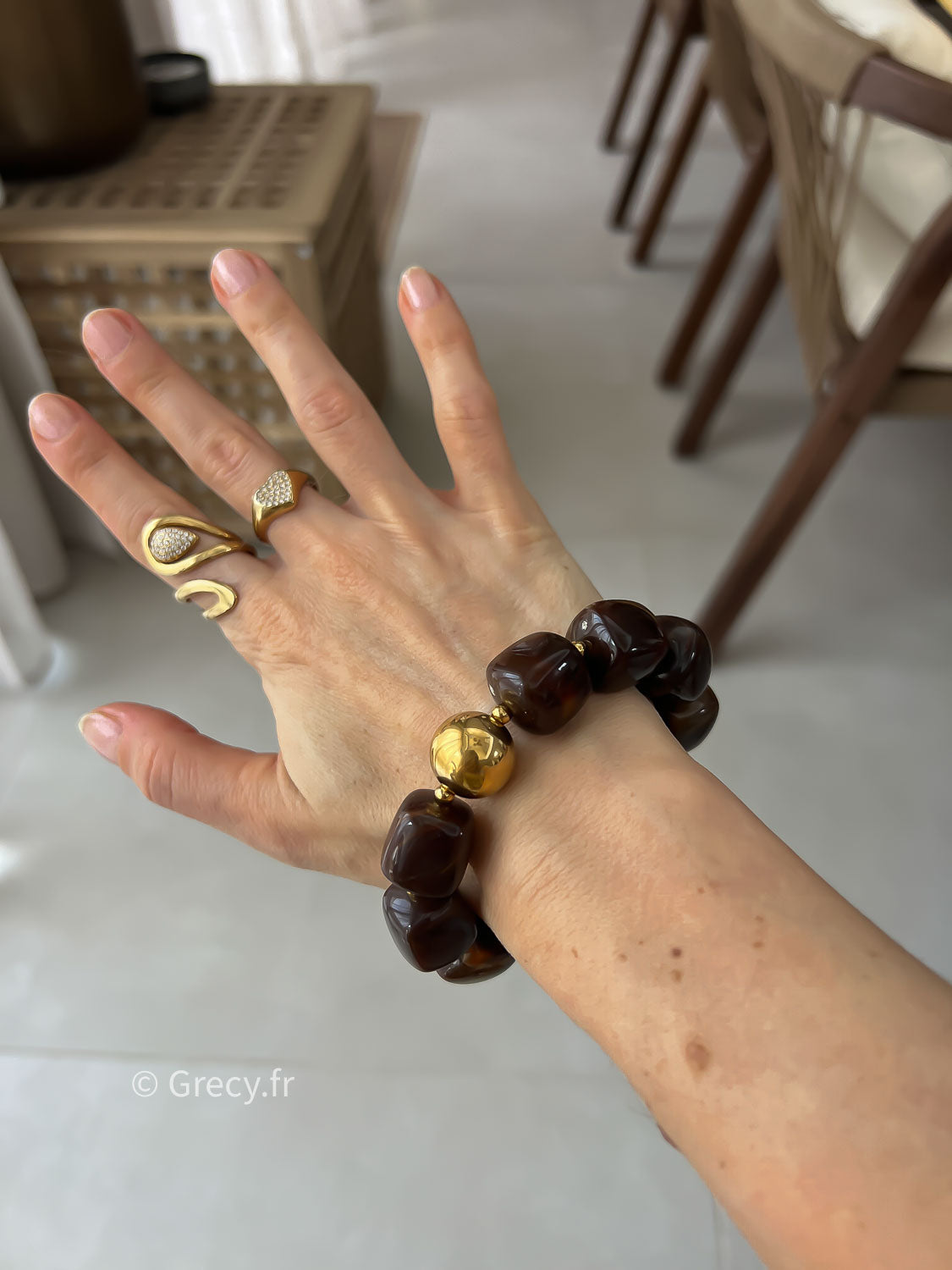 Alice / Bracelet élastique perles marron