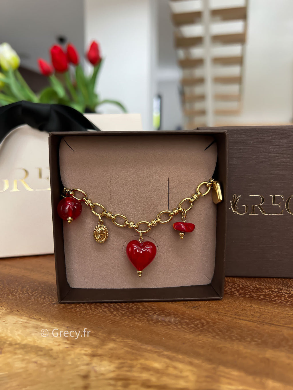 Patricia / Bracelet coeur rouge