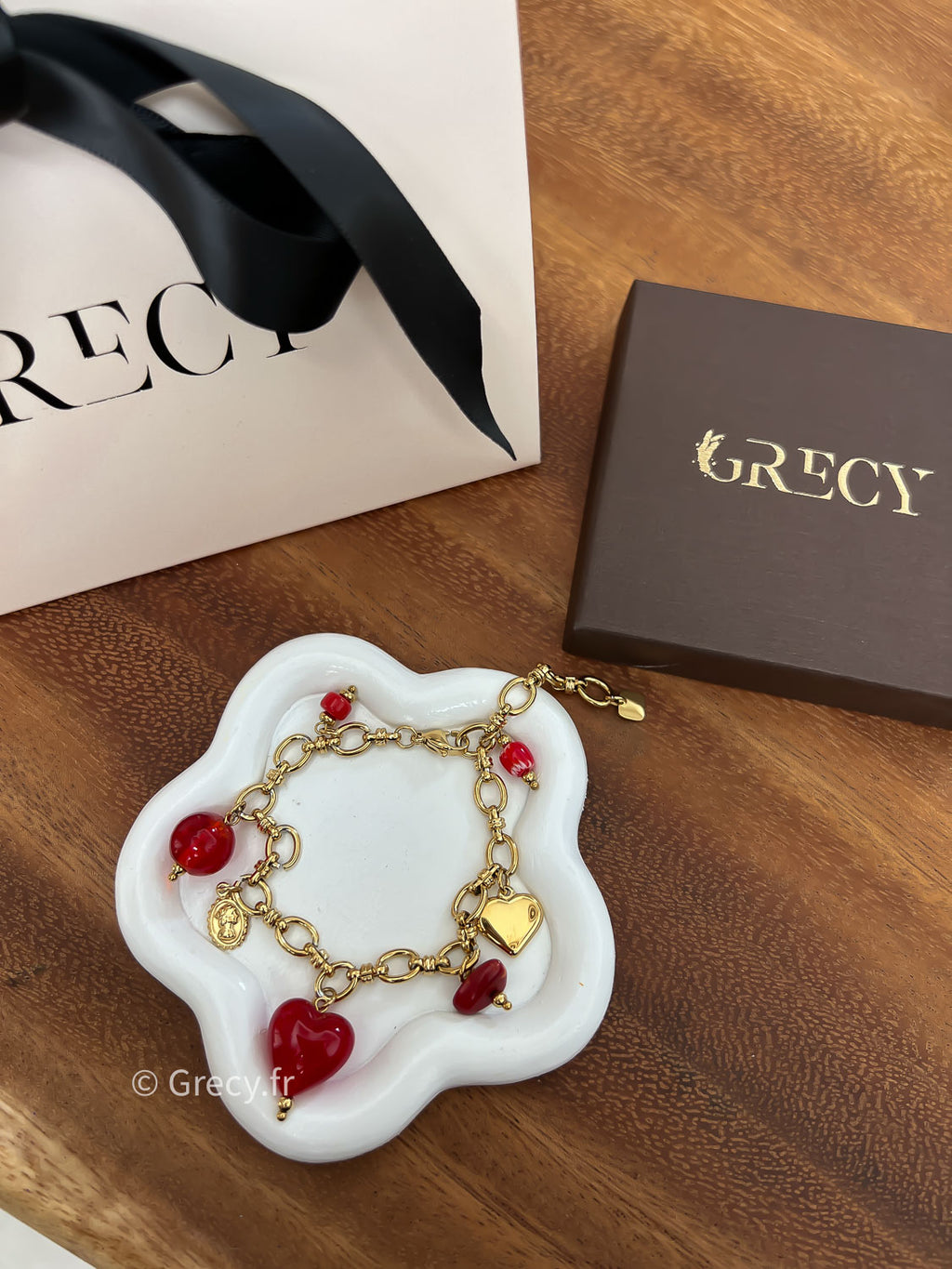 Patricia / Bracelet coeur rouge