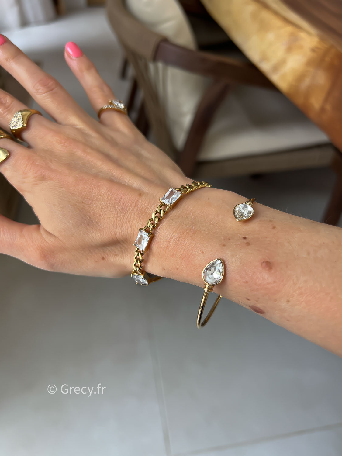 Denise / Bracelet jonc strass goutte d'eau