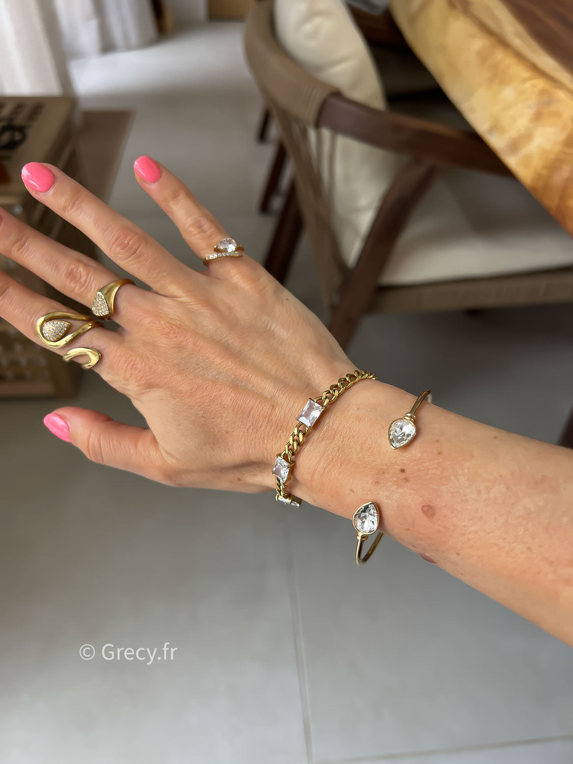 Denise / Bracelet jonc strass goutte d'eau