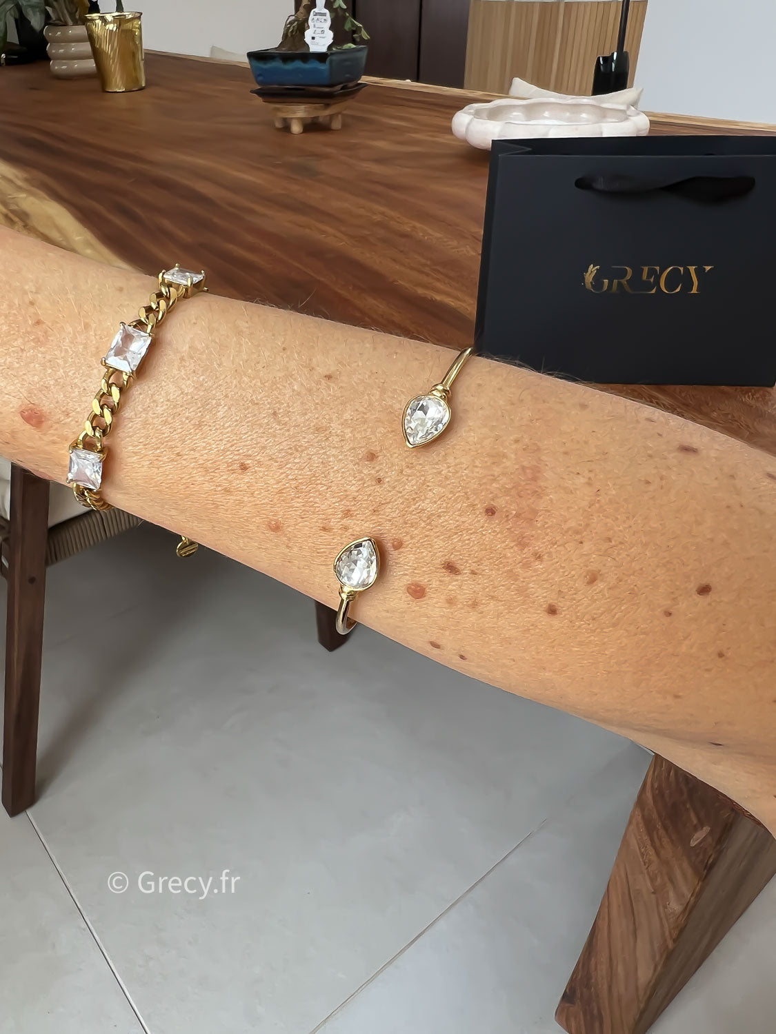 Denise / Bracelet jonc strass goutte d'eau