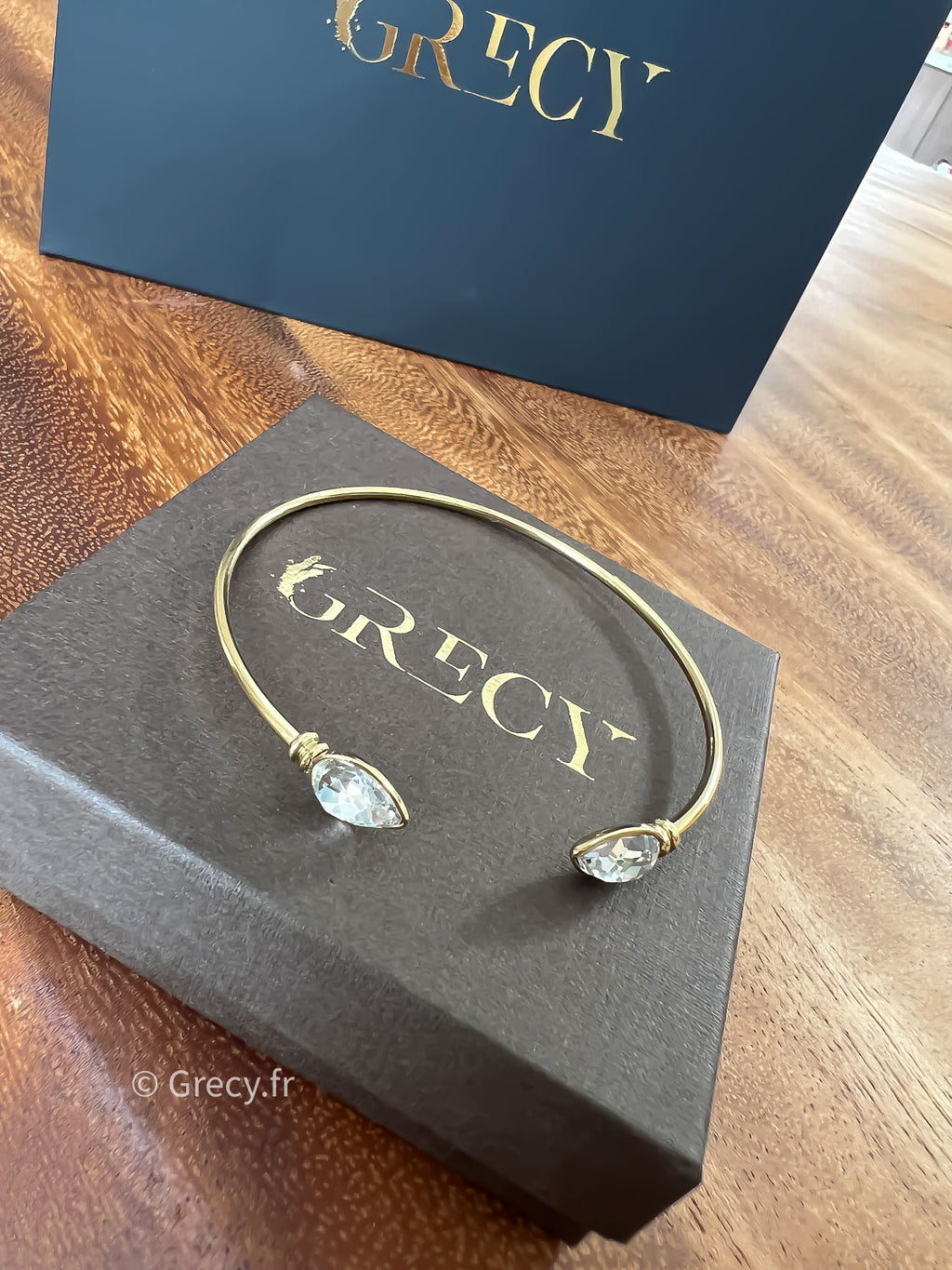 Denise / Bracelet jonc strass goutte d'eau