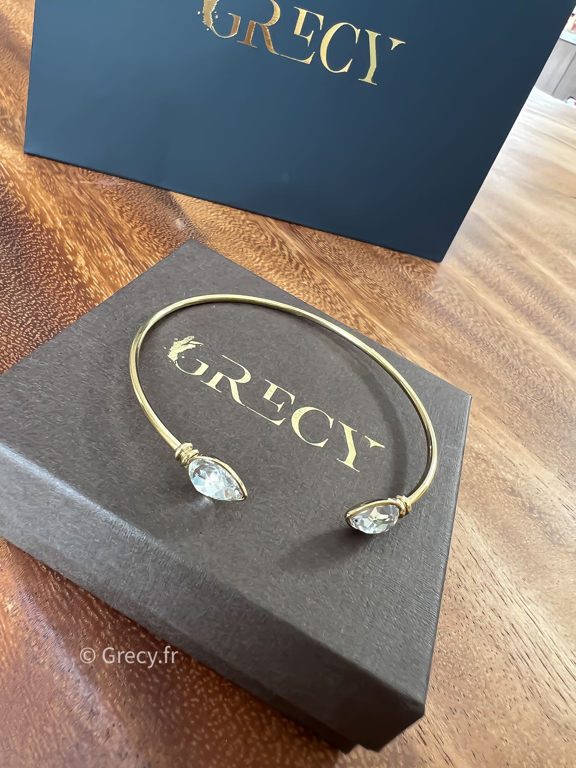 Denise / Bracelet jonc strass goutte d'eau