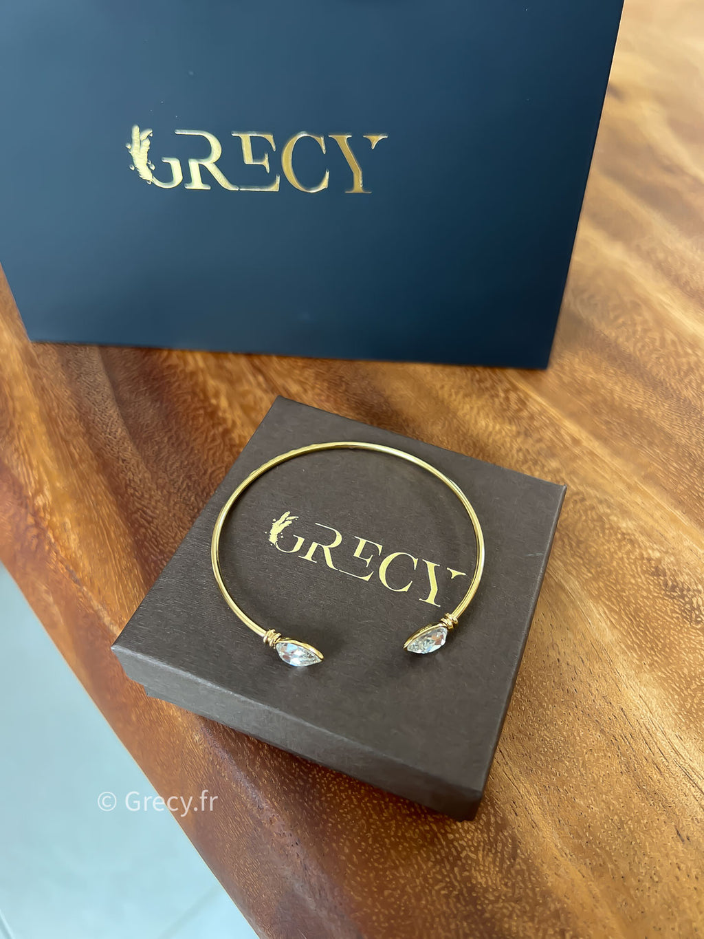 Denise / Bracelet jonc strass goutte d'eau