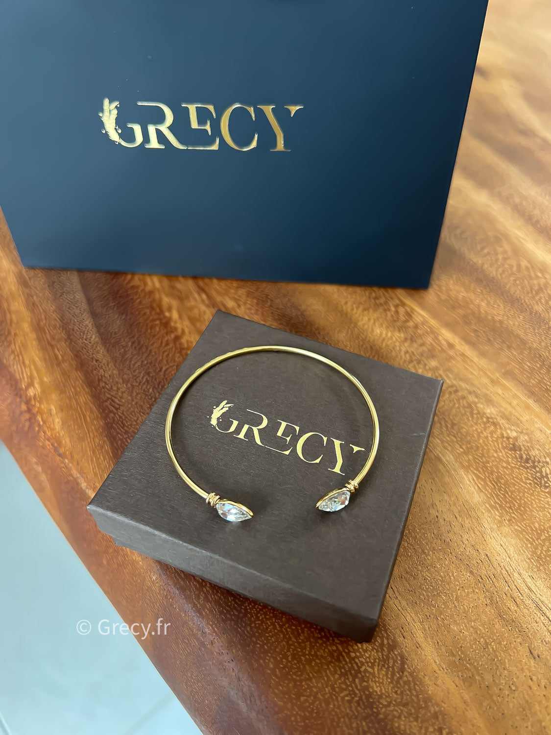 Denise / Bracelet jonc strass goutte d'eau