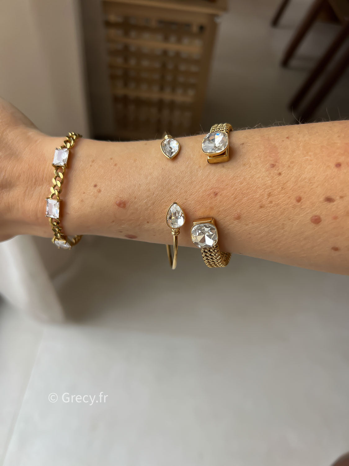 Denise / Bracelet jonc strass goutte d'eau
