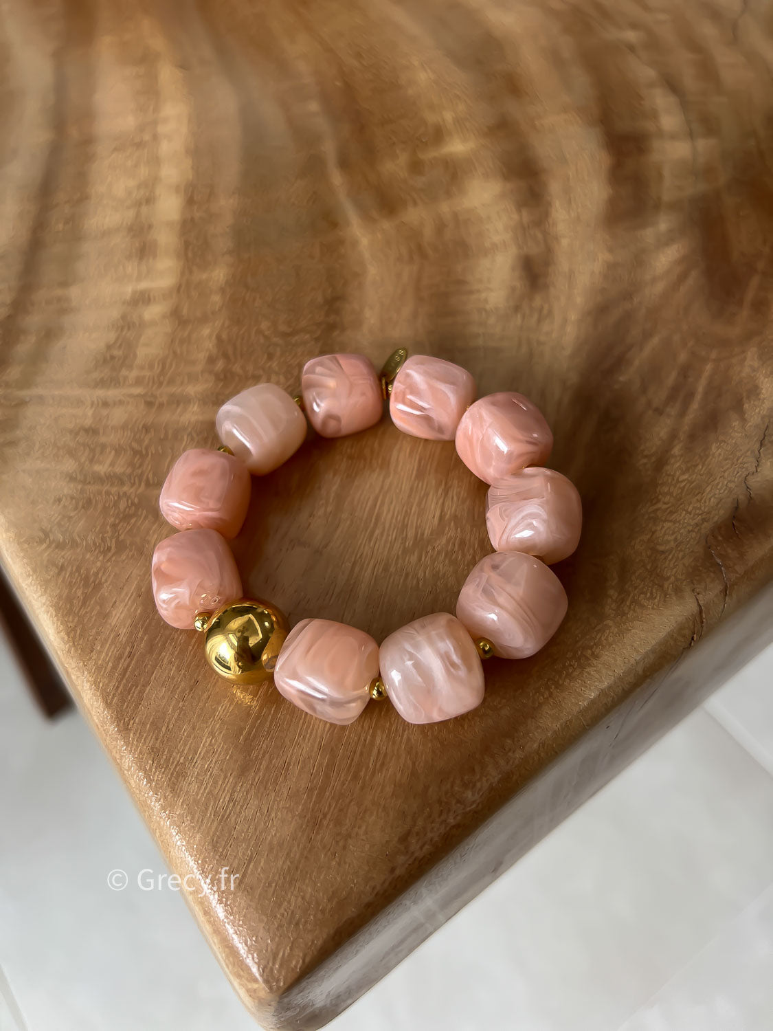 Bracelet rose perles rondes