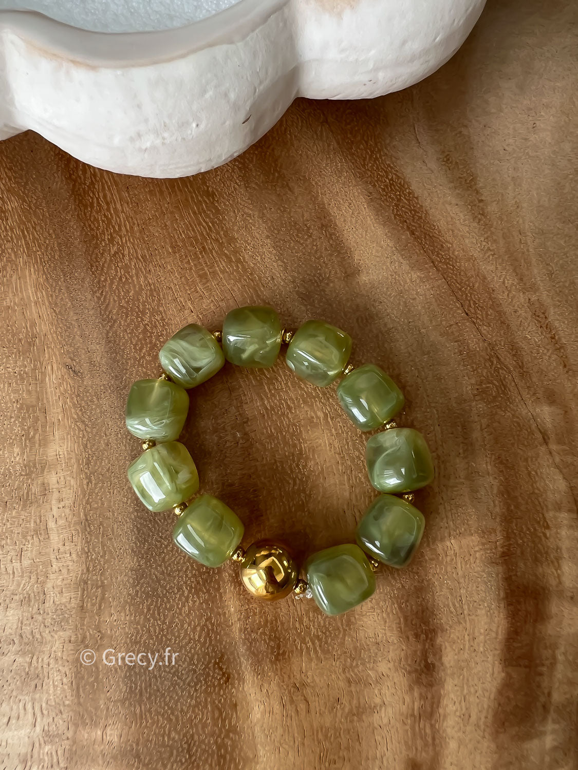 Bracelet vert perles rondes