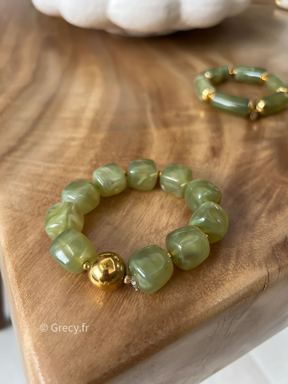 Bracelet vert perles rondes