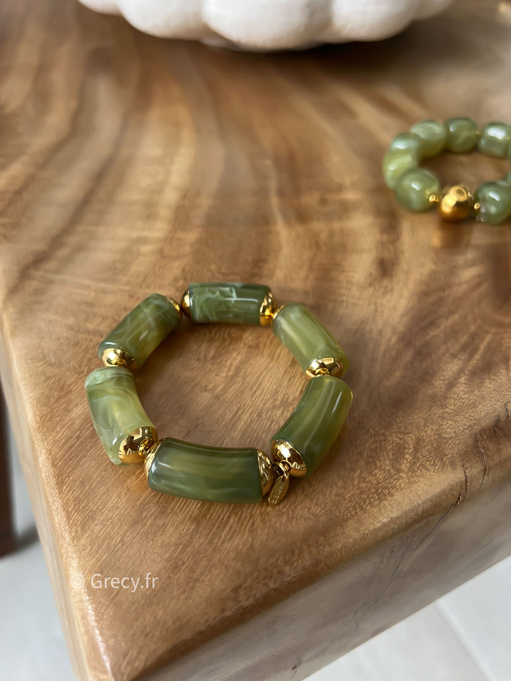 Bracelet vert perles allongées