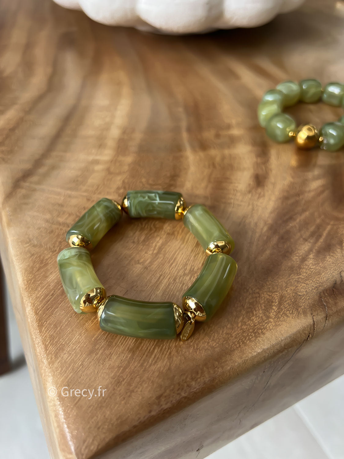 Bracelet vert perles allongées