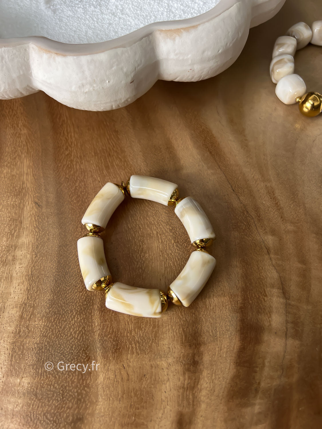 Bracelet écru perles allongées