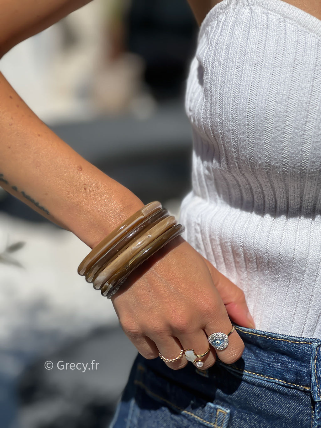 Ensemble bracelets beige - marron