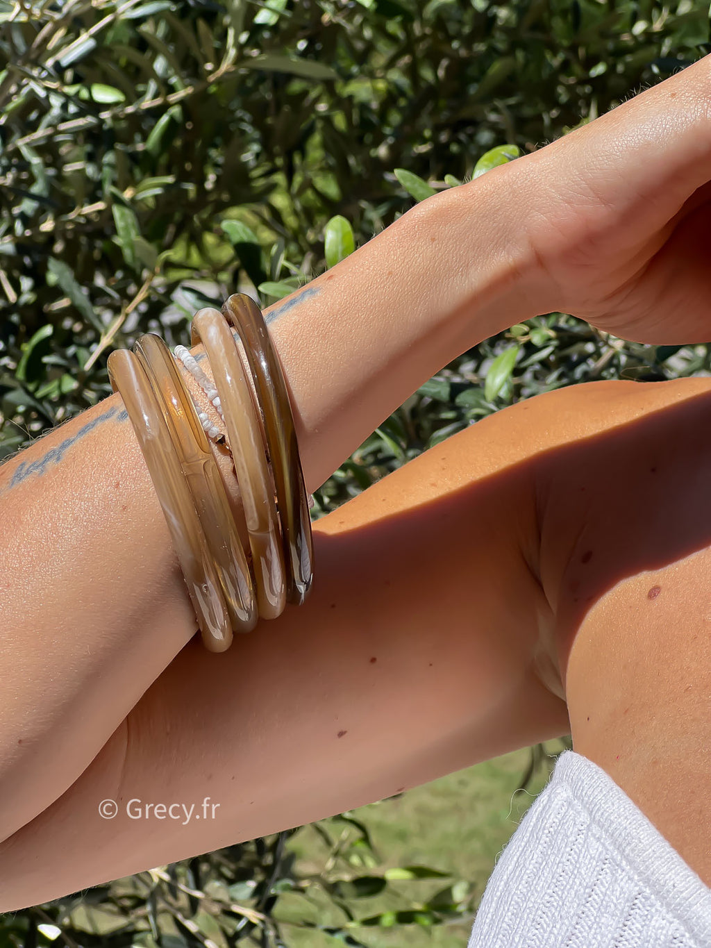 Ensemble bracelets beige - marron