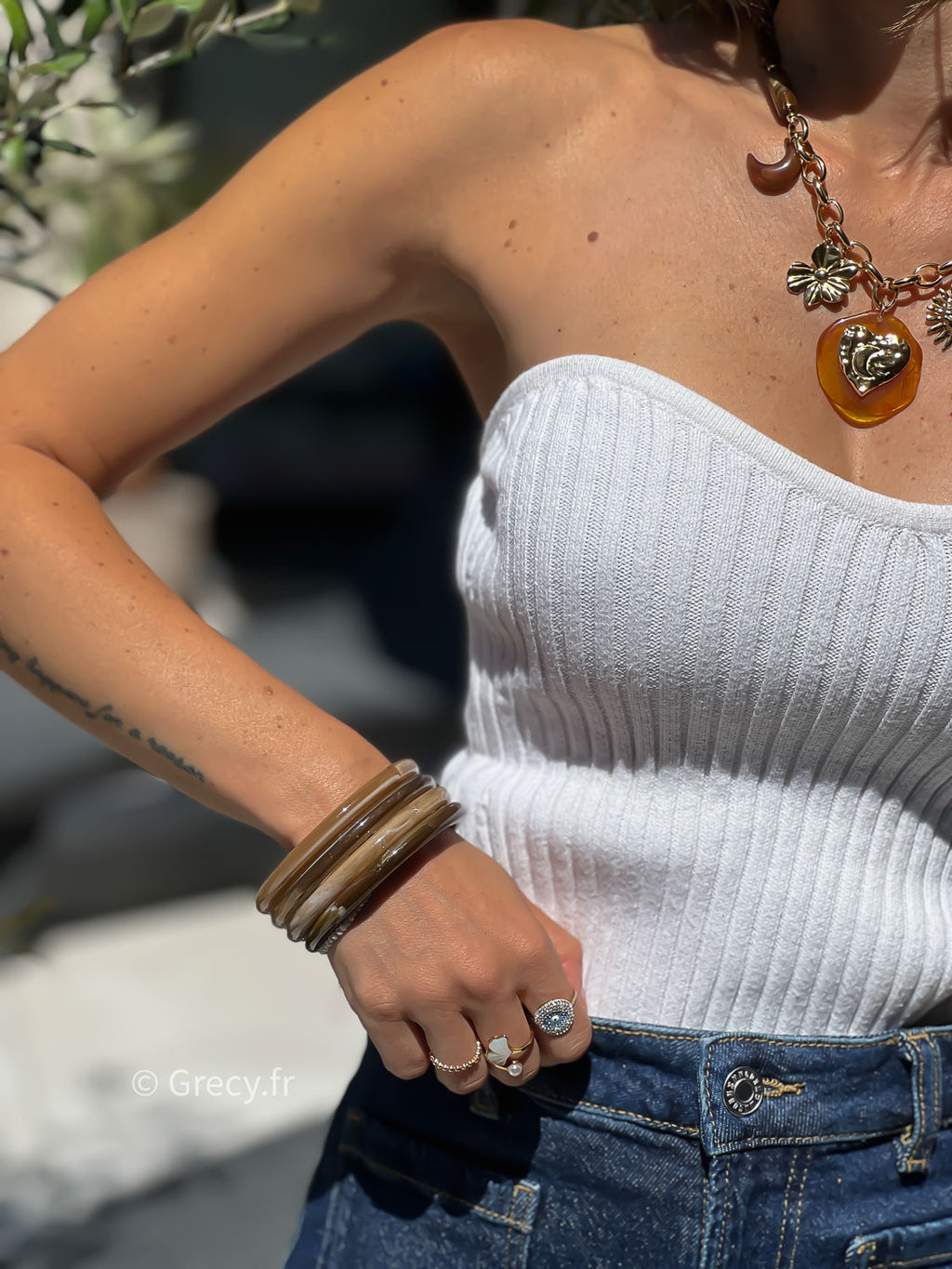 Ensemble bracelets beige - marron