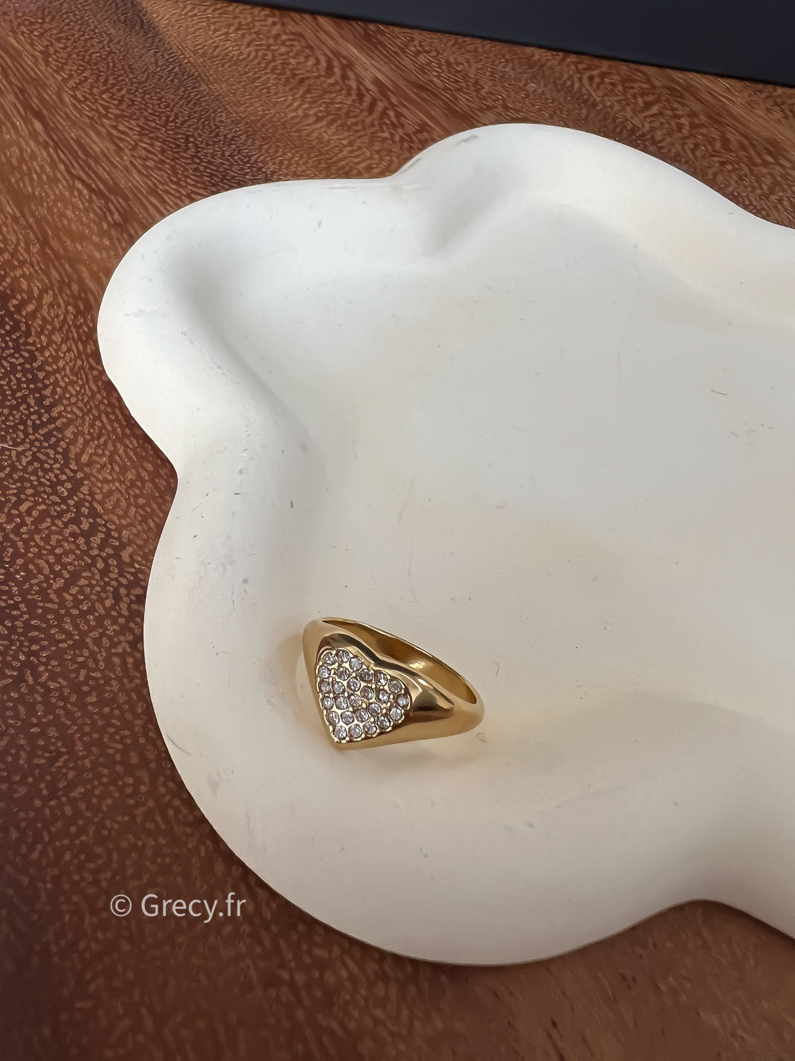 Lou / Bague chevalière coeur strass