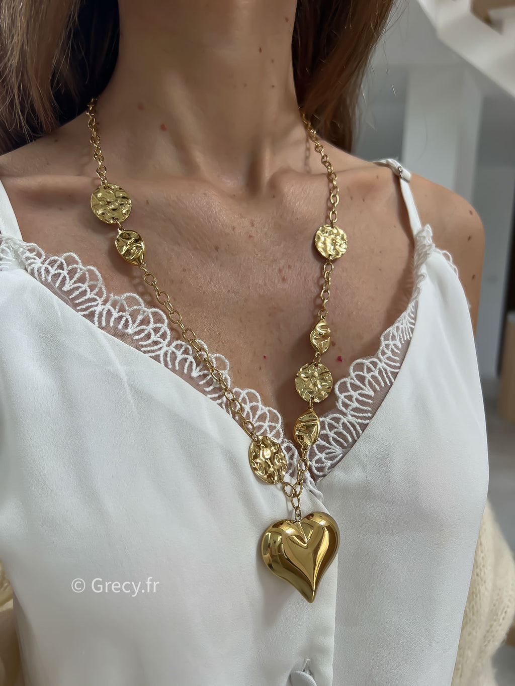 Marcelle / Collier coeur doré