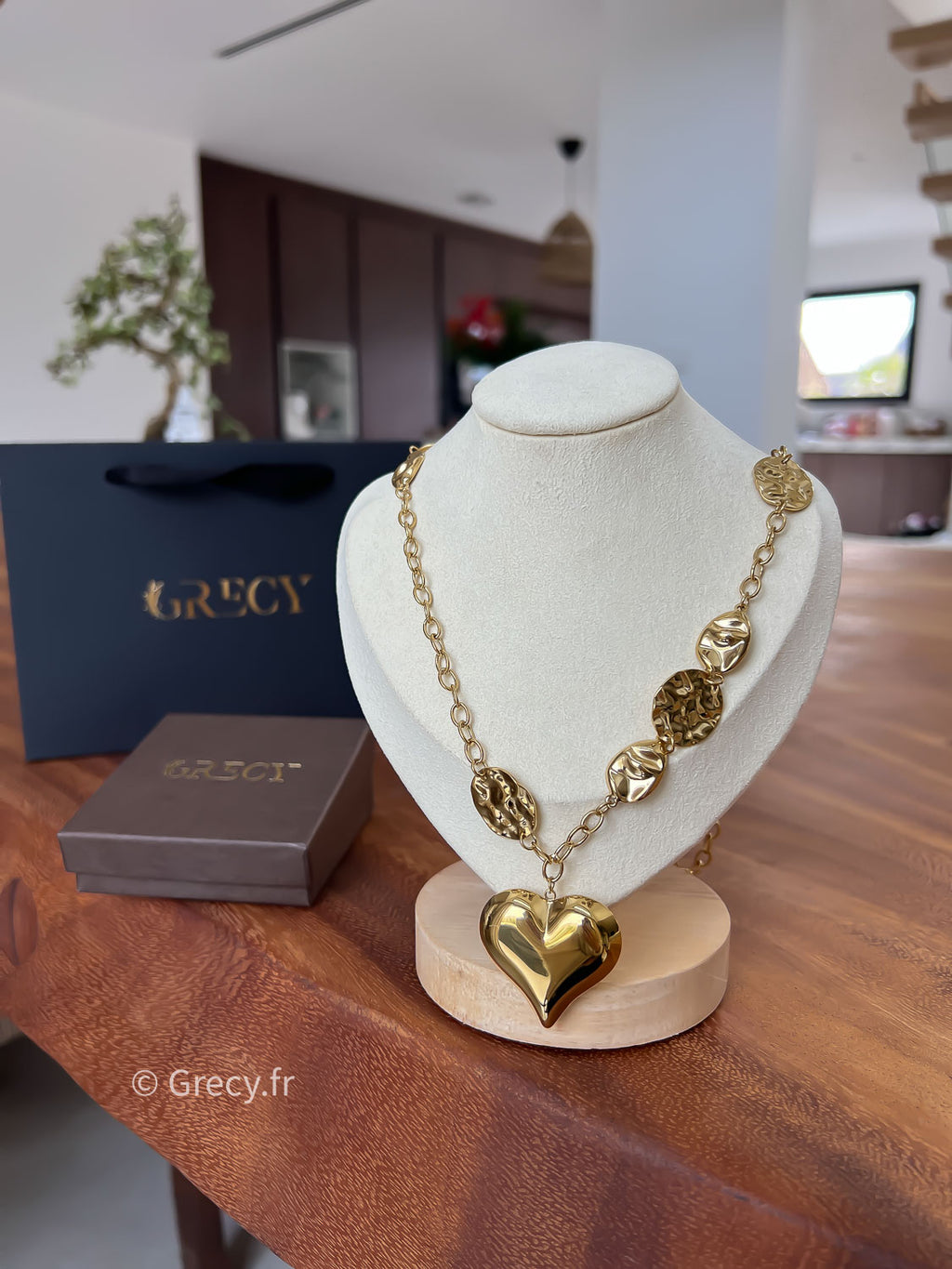 Marcelle / Collier coeur doré