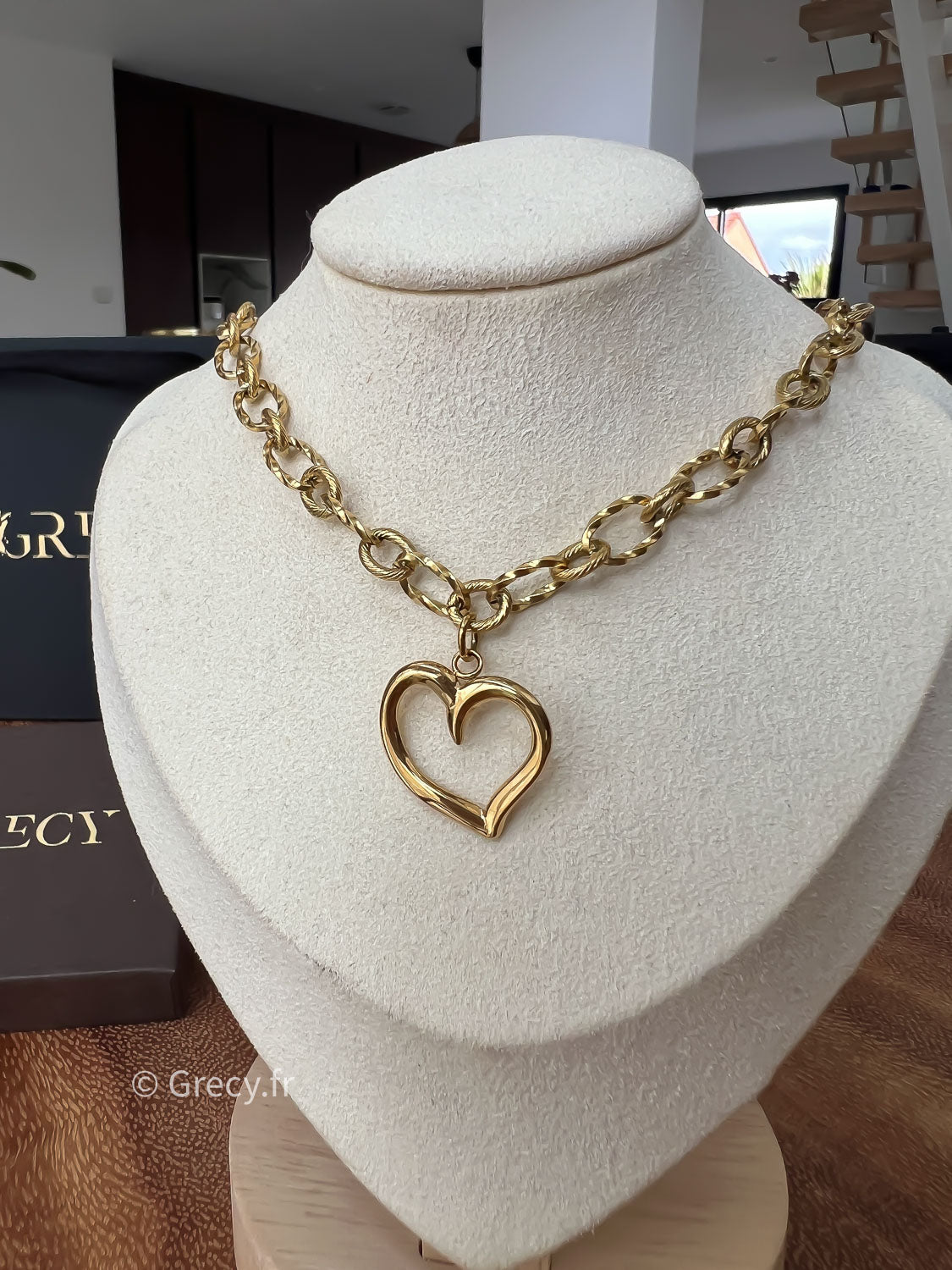 Elsa / Collier maille avec coeur
