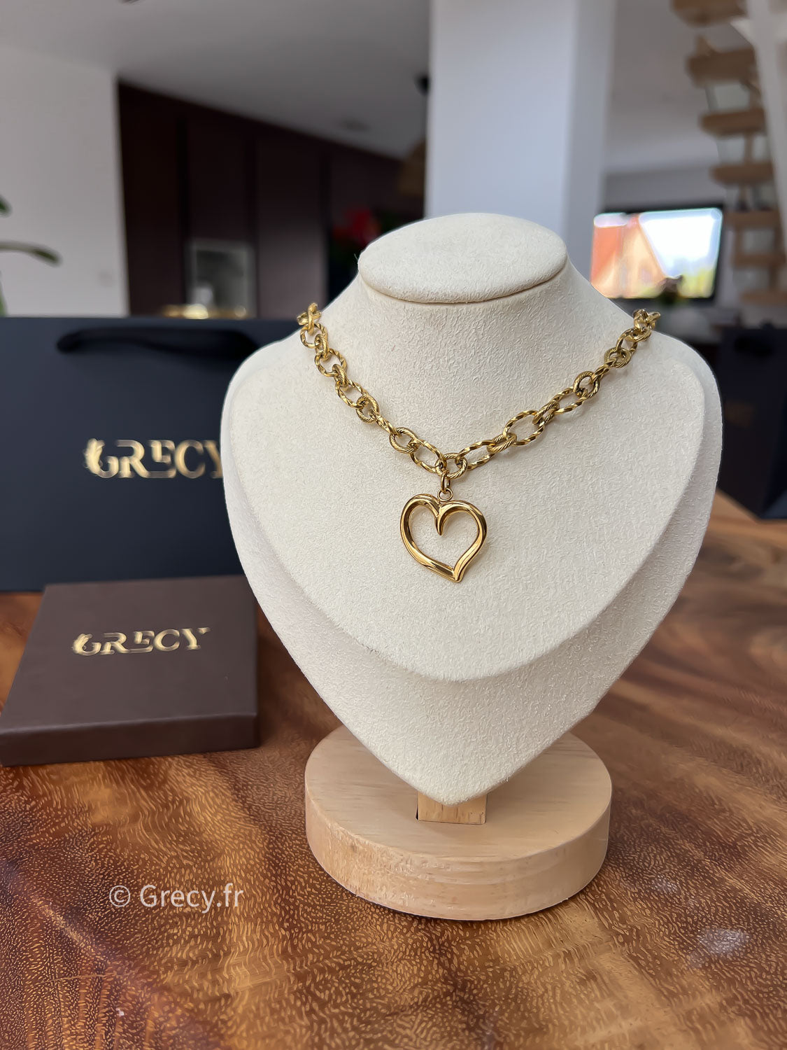 Elsa / Collier maille avec coeur