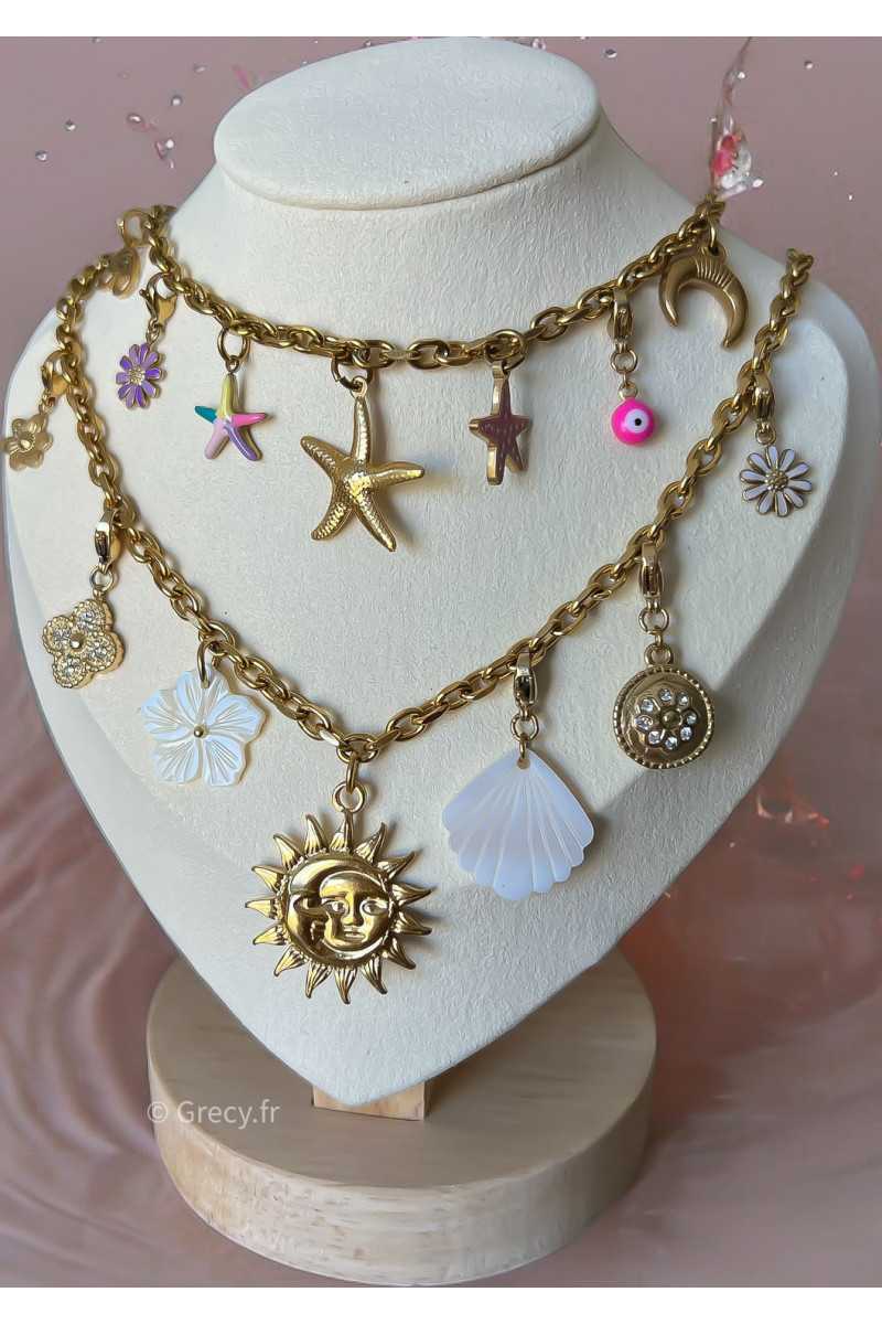 Collier personnalisable charms doré