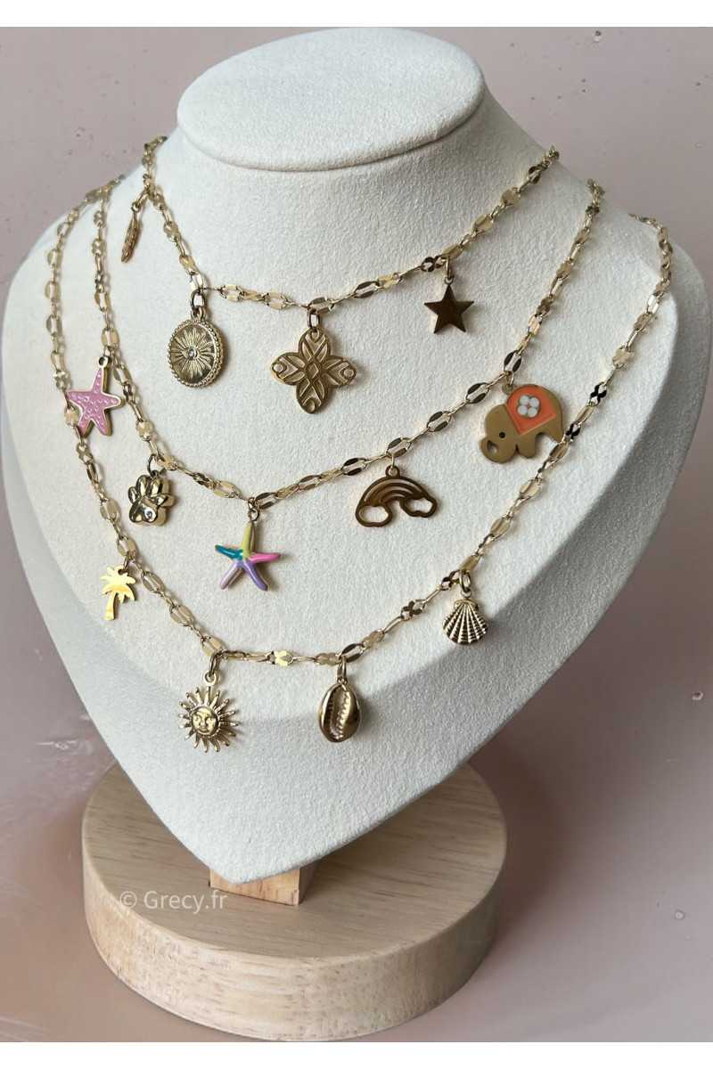 Collier personnalisable charms doré