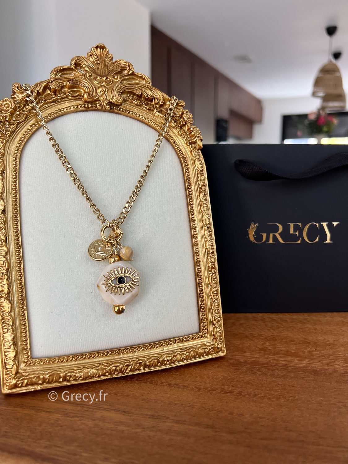 Myrose / Collier doré oeil porte-bonheur