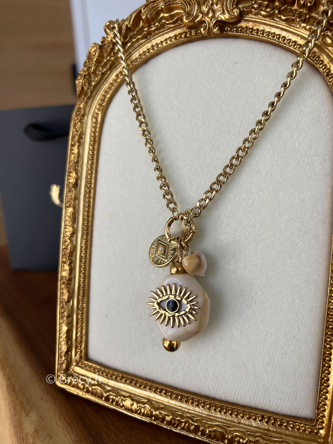 Myrose / Collier doré oeil porte-bonheur