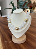 Collier perles rondes blanches nacrées