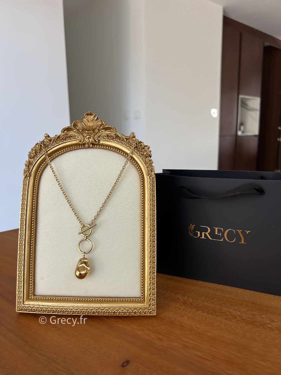Charline / Collier doré pendentif pierre