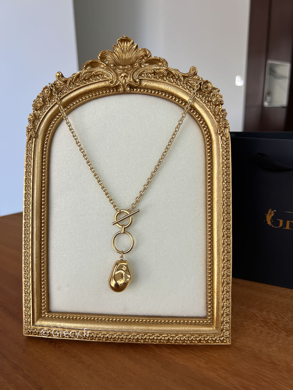 Charline / Collier doré pendentif pierre