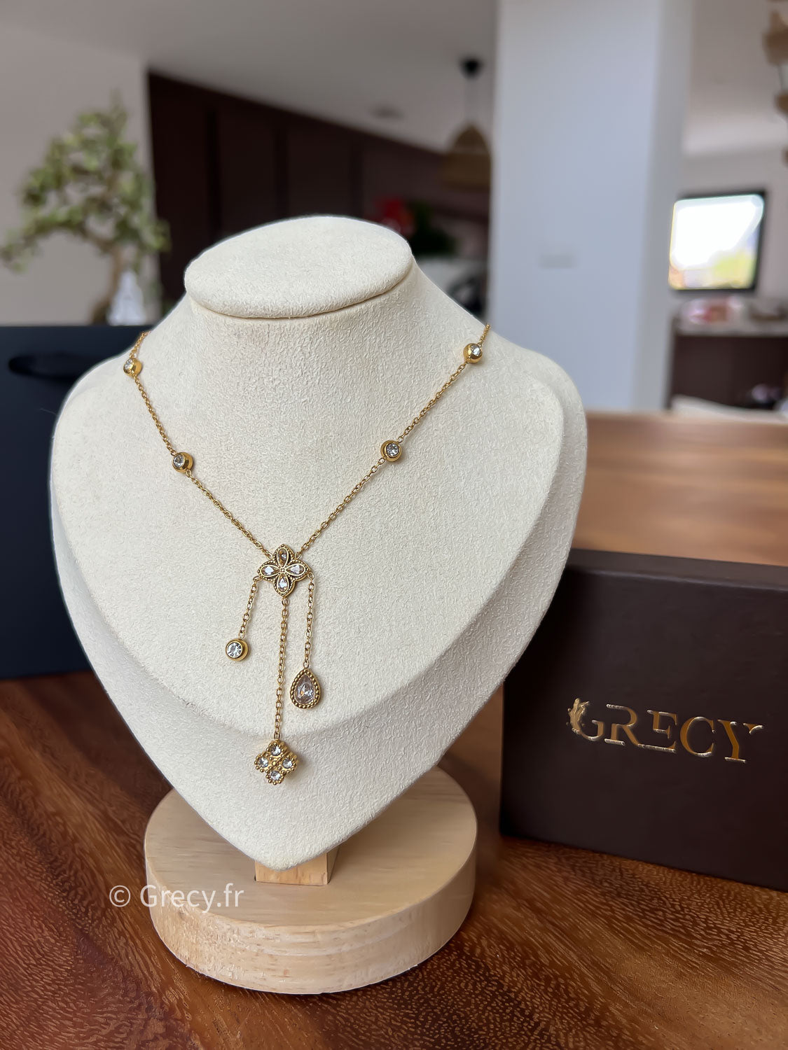 Gisèle / Collier trèfle 3 pendentifs