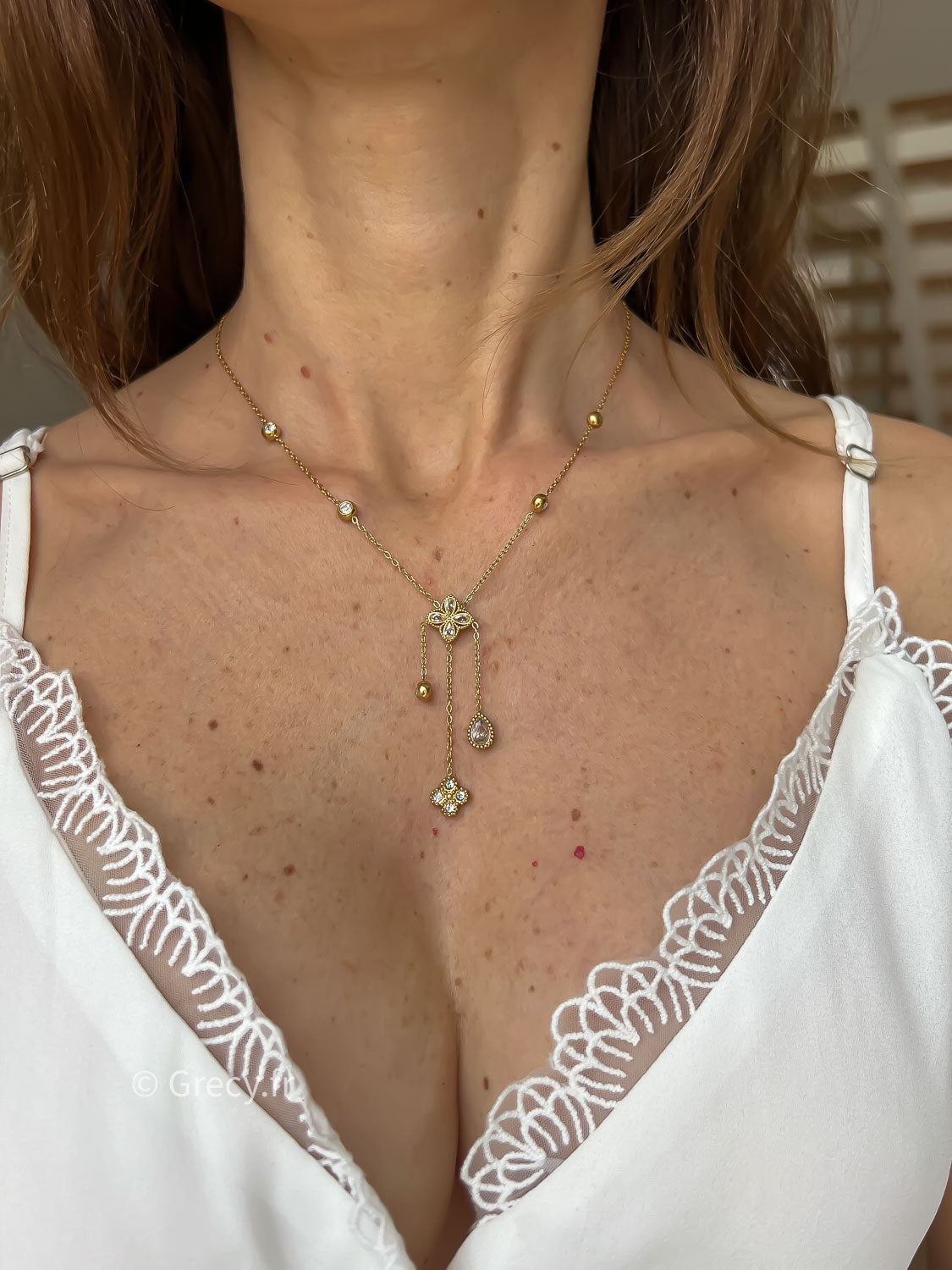 Gisèle / Collier trèfle 3 pendentifs