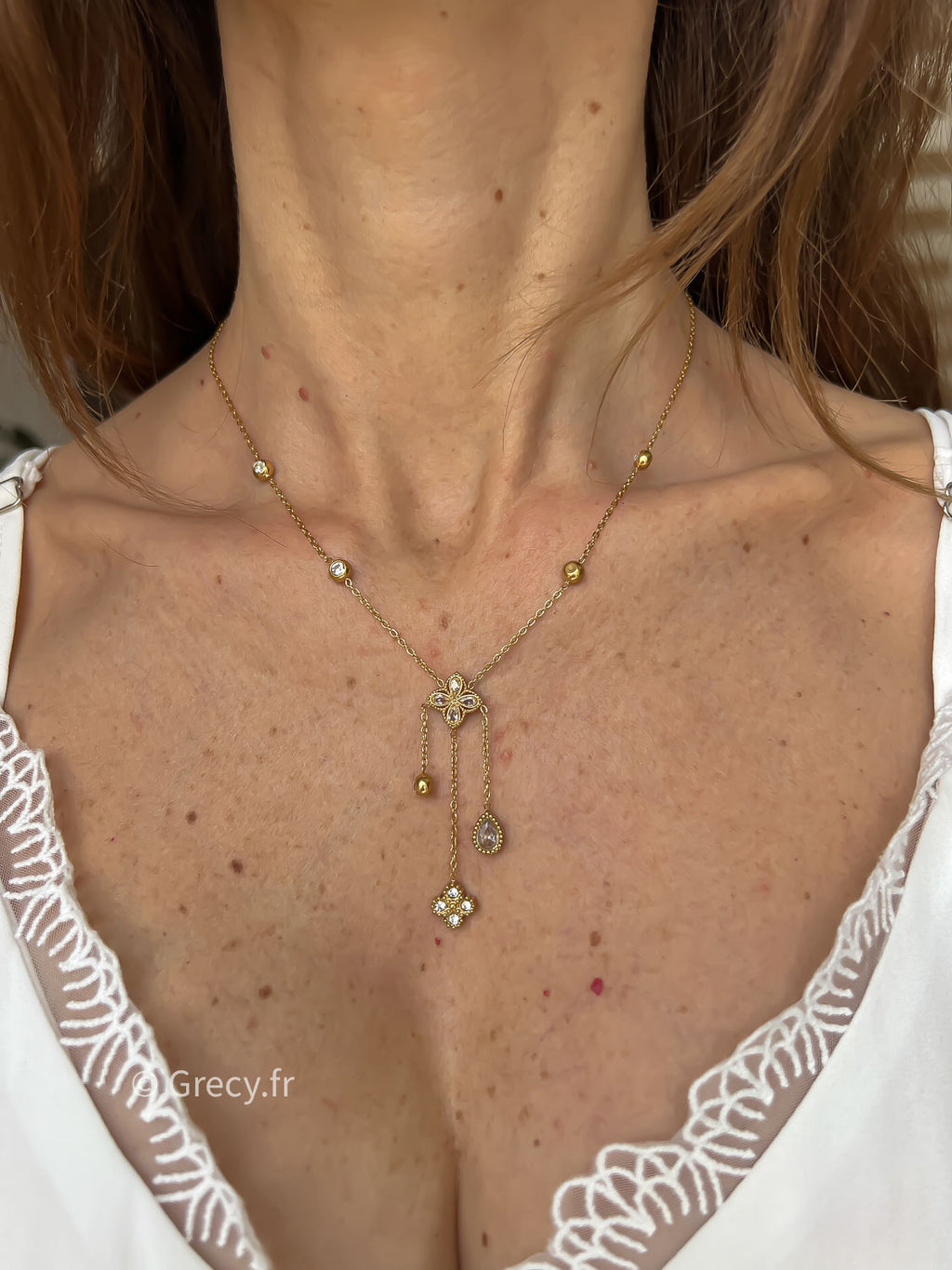 Gisèle / Collier trèfle 3 pendentifs