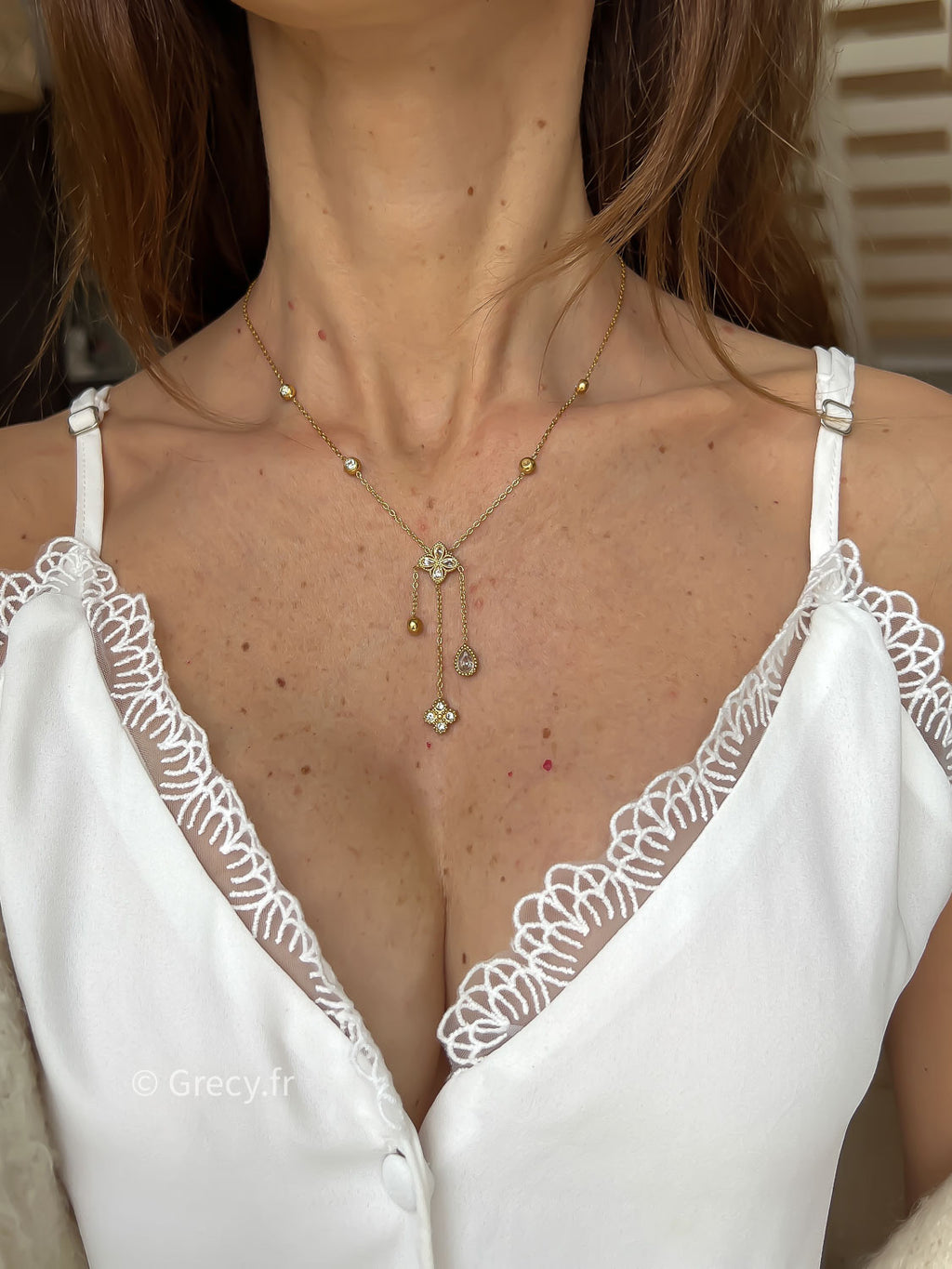 Gisèle / Collier trèfle 3 pendentifs