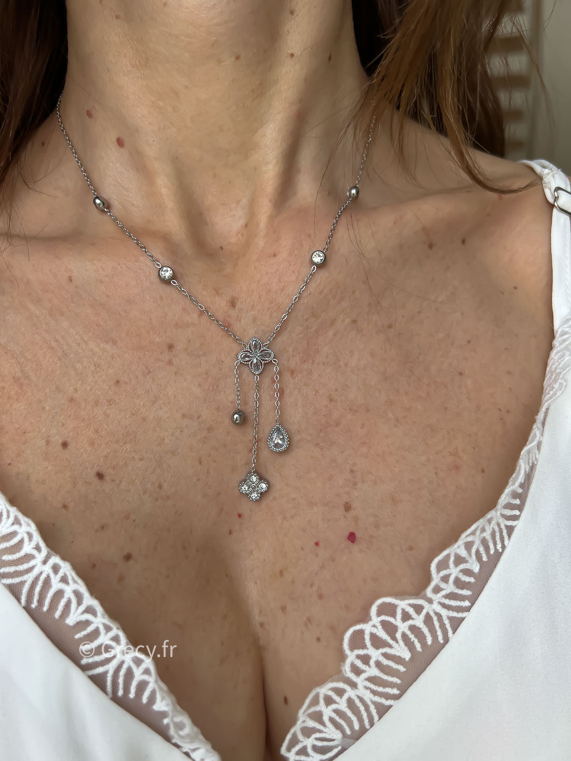 Gisèle / Collier trèfle 3 pendentifs