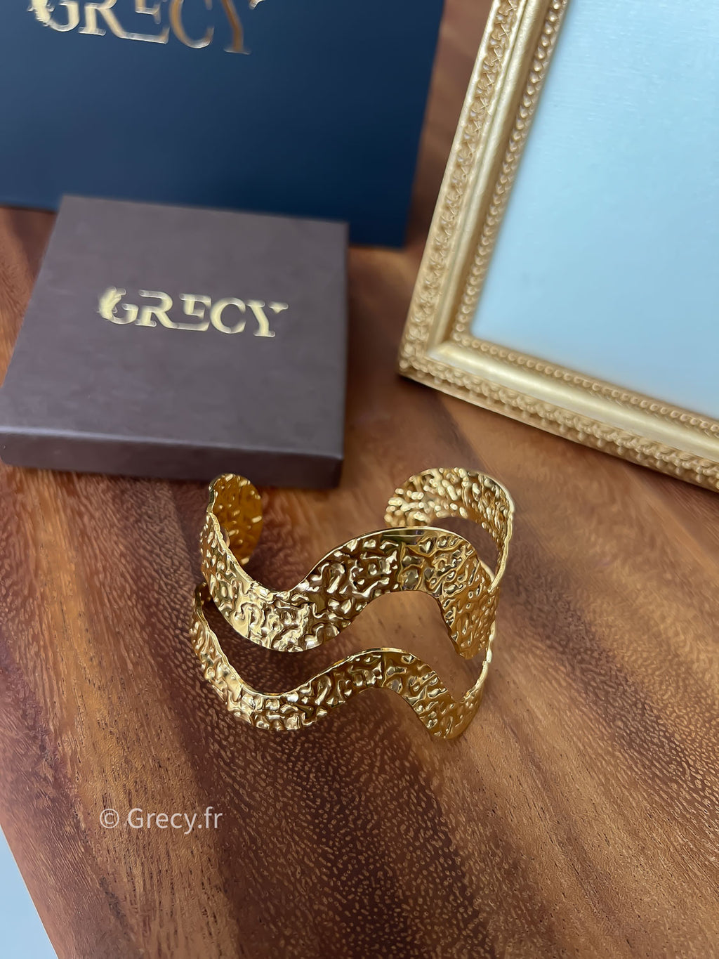 Eleonore / Bracelet jonc ouvert vagues